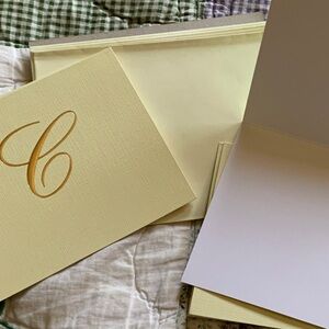 Elegant Cream with Gold Monogram Note Cards - Set of Folded Stationery